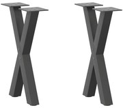 4012890 vidaXL Крака за масичка за кафе, X-образни, 2 бр., антрацит, 28 x (42-43) см, стомана