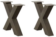 4012963 vidaXL Крака за масичка за кафе, X-образни, 2 бр., естествена стомана, 60 x (42-43) см, стомана