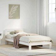 855568 vidaXL Рамка за легло без матрак, бял, 90x190 см, борово дърво масив