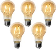 Комплект от 5 E27 димируеми LED крушки A60 златисти 3W 310 lm 2200K