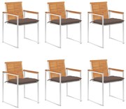 3078520 vidaXL Градински столове 6 бр с възглавници масивно акациево дърво