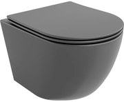 Mexen Lena безканална тоалетна чиния с тънка седалка и плавно затваряне, дуропласт, тъмносив мат - 30224071