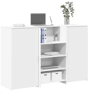 3324196 vidaXL Приемно бюро, бяло, 155x50x103,5 см, инженерно дърво