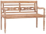 316035 vidaXL Пейка Батавия, 120 см, промито бяло, тиково дърво масив
