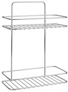 Висящ стоманен рафт за баня без пробиване в блестящо сребрист цвят Luxy – Metaltex