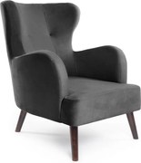 Тъмносиво кадифено кресло Noemye – Bonami Selection