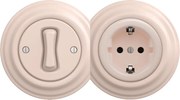Kliklap - Ретро еднополюсен ключ № 1 и SCHUKO розетка 230 V с рамка в старо-розов цвят
