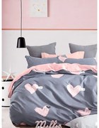 Розово сиво двойно удължено спално бельо от памук Renforcé с включен долен чаршаф 4 части 200x220 cm Beloved – Mila Home