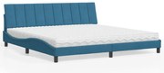 3208620 vidaXL Легло с матрак Hanko, синьо, 200x200 см, кадифе