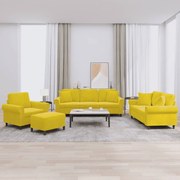 3202206 vidaXL Комплект дивани от 4 части с възглавници, жълт, кадифе