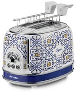 Тостер за хляб Ariete Capri 0155/0C, 810W, 2 филии, 3 функции, 6 степени, Подвижна тава за трохи, Бял/Син