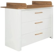 Бял нисък скрин от дъб с маса за преповиване 119x100 cm Ava - Roba