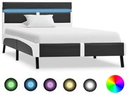 280307 vidaXL Рамка за легло с LED, сива, изкуствена кожа, 90x200 cм