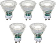 Комплект от 5 GU10 50mm димируеми LED крушки прозрачни 2.5W 450 lm 6500K