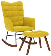 4016850 vidaXL Люлеещ се стол с табуретка, жълт кадифе