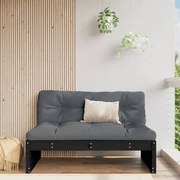 825762 vidaXL Среден диван, черен, 120x80 см, борово дърво масив
