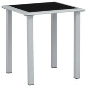 310541  Garden Table Black and Silver 41x41x45 cm Steel and Glass