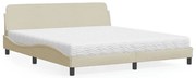 3208449 vidaXL Легло с матрак Dover, кремаво, 180x200 см, плат