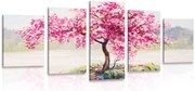 картини от 5 части – Ориенталска череша в розово