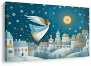 Картина на платно Коледна – Ангел над зимното село