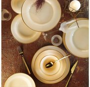 Комплект за хранене 18 части бежов/златист/порцелан