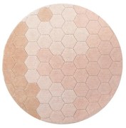 Светлорозов ръчно изработен памучен кръгъл килим подходящ за пране ø 140 cm Honeycomb Rose – Lorena Canals