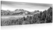Картина на платно – Замръзнали планини в черно-бял вариант