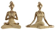 Декоративна фигурка DKD Home Decor Златен Yoga 19,5 x 11,5 x 18 cm (2 броя)