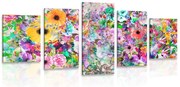 картини от 5 части – Пъстроцветни цветя