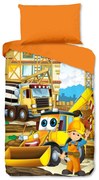 Оранжево единично памучно детско спално бельо 140x200 cm Building – Good Morning