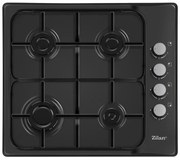 Плот за вграждане Zilan ZLN 0034, 4 газови горелки, 7.35 kW, Пропан-бутан или природен газ, 60х50 см, Чугунени решетки, Защита от изтичане на газ, Черен