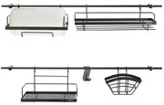 Стенен органайзер за кухня Kinghoff KH 1498, Тип Релса, 16 части, Стоманен, Черен