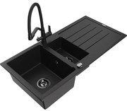 Mexen Andres гранитна мивка с 1,5 камери с отцедник и кухненски смесител Duo,