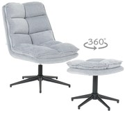 Кресло с табуретка JANET - светлосиво