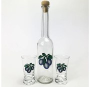 К-кт 1бр. стъклена бутилка и 2x чаша за шот прозрачен
