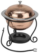 Horecano - Купа с капак с релеф, медно покритие и черна стойка Ø25cm 3L-CHARM-(SG-84451(B)