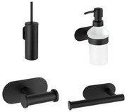 Матово черен комплект самозалепващи аксесоари за баня от неръждаема стомана Orea - Wenko