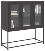 853404 vidaXL Бюфет, черен, 100,5x39x107 см, студеновалцувана стомана