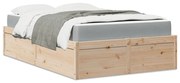 3281946 vidaXL Легло с матрак, 140x190 см, борово дърво масив