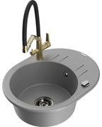 Mexen Kevin гранитна мивка с 1 отделение и кухненски смесител Duo, сив - 6517-71-671701-57-B