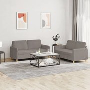 3202093 vidaXL Комплект дивани от 2 части с възглавници, таупе, плат