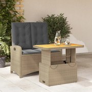 3277370 vidaXL Градински комплект с възглавници, 2 части, бежов полиратан