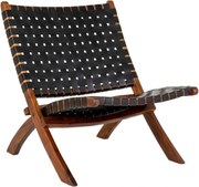 Черно кожено кресло с плетка Perugia - House Nordic