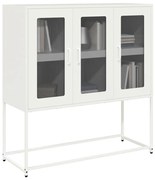 853409 vidaXL Бюфет, бял, 100,5x39x107 см, студеновалцувана стомана