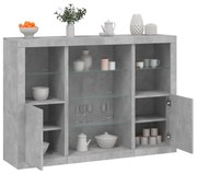 3209131 vidaXL Сайдборди с LED осветление, 3 бр, бетонно сив, инженерно дърво