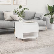 830896 vidaXL Кафе маса, бял гланц, 50x46x50 см, инженерно дърво