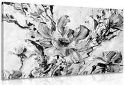 Картина на платно – Рисувани цветя на лятото в черно-бяло
