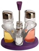 Стъклен оливерник с пластмасова стойка и хромирани капачки лилав (Т401)