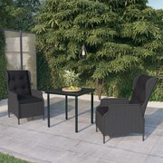 3099637 vidaXL Градински трапезен комплект, 3 части, тъмносив