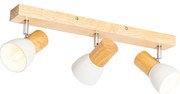 Дървен таванен прожектор с бял регулируем 3-светлина - Thorin
